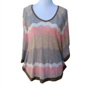 Sharagano Medium Stunning Blue Gray Green Blouse Top